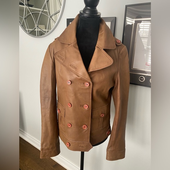 Jackets & Blazers - RUDSAK Leather brown button up women’s jacket Size Medium
